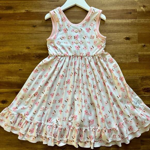 Jane and Jo Sleeveless Wide Strap House Dress Floral Locket Cream Pink Spring 7 - Picture 2 of 7